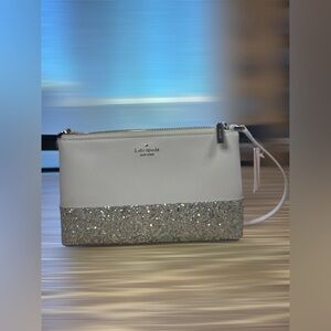 Kate Spade Glittery Silver and White Clutch